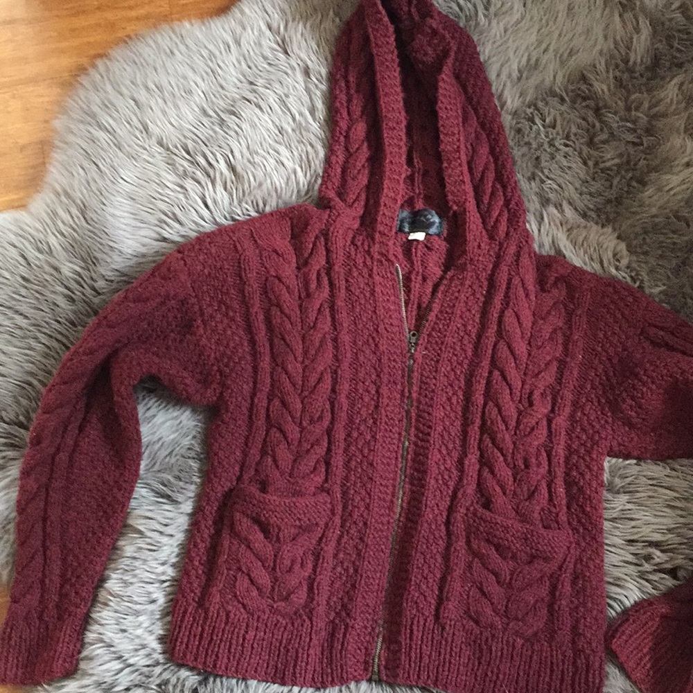 Great Northern Woolens Cableknit wool Hoodie SM